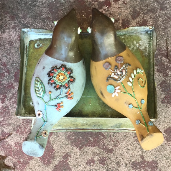 Pair Of Beautiful Boho Hand-beaded Love Birds EUC - Picture 1 of 3